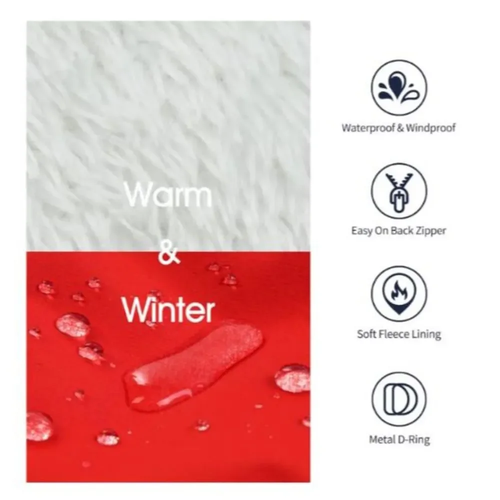 IECOii Winter Waterproof Dog Coat Red/Gray  Size L